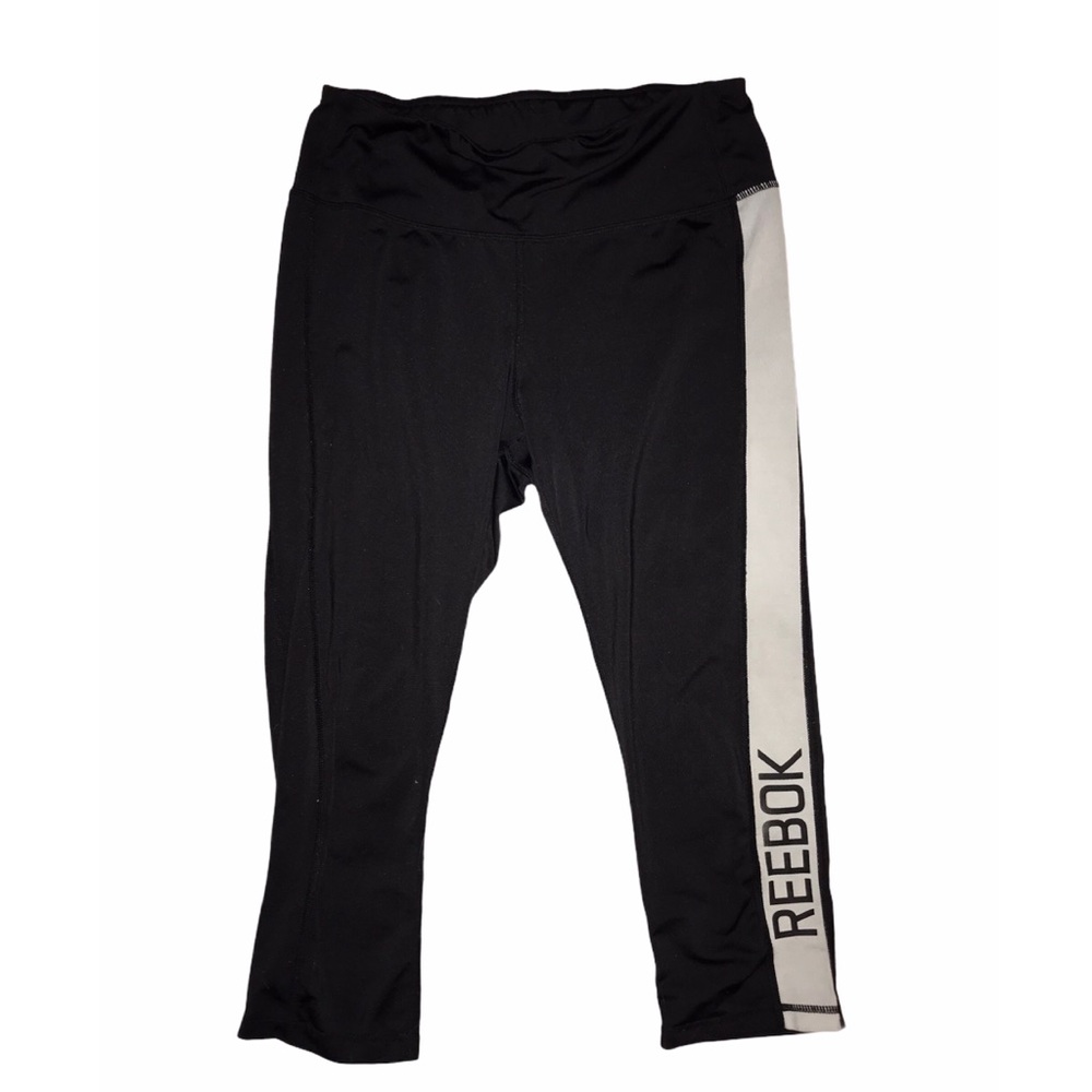 Reebok Black & White Medium Cal Length Leggings